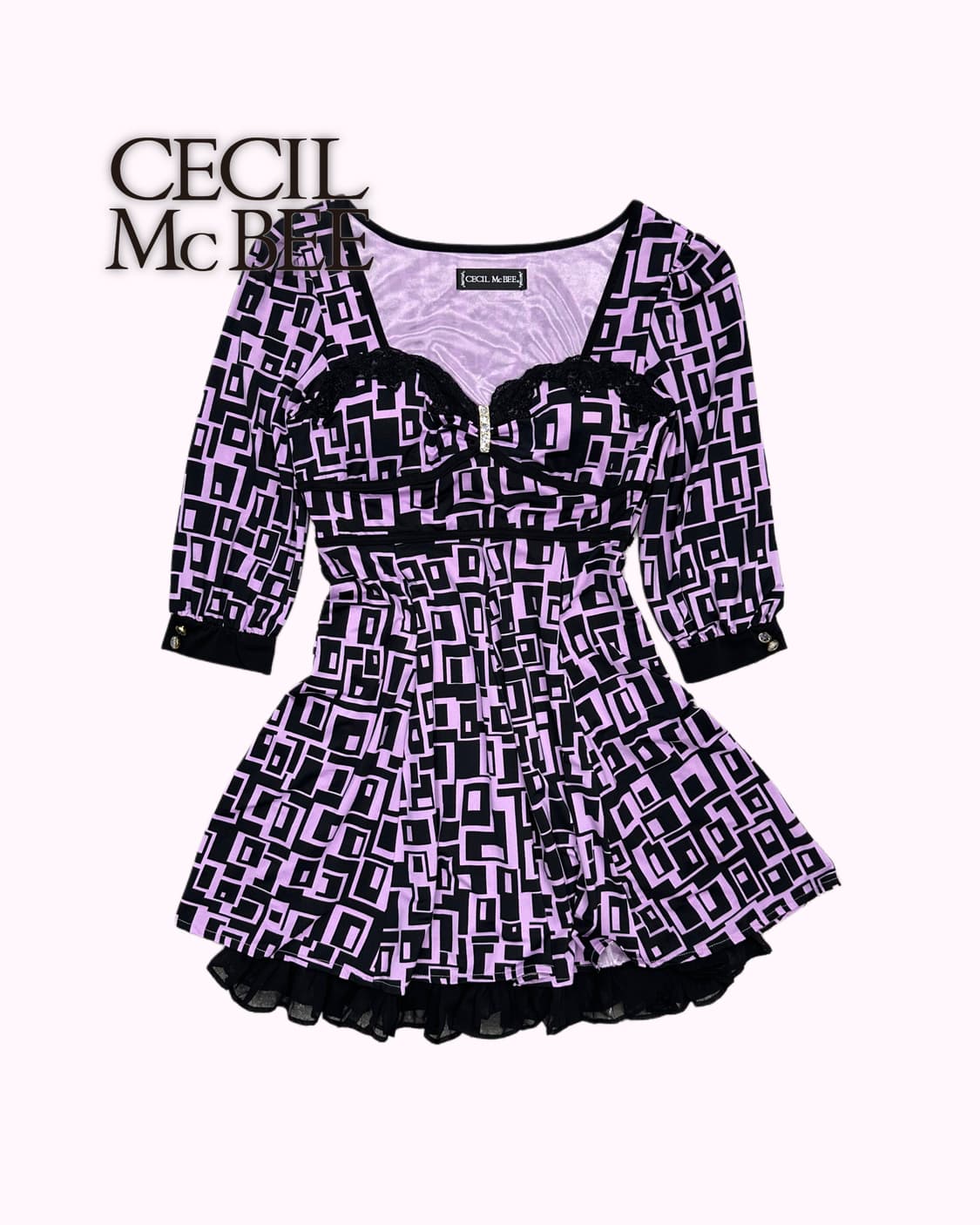 gal cubic violet pattern dress 상품이미지1