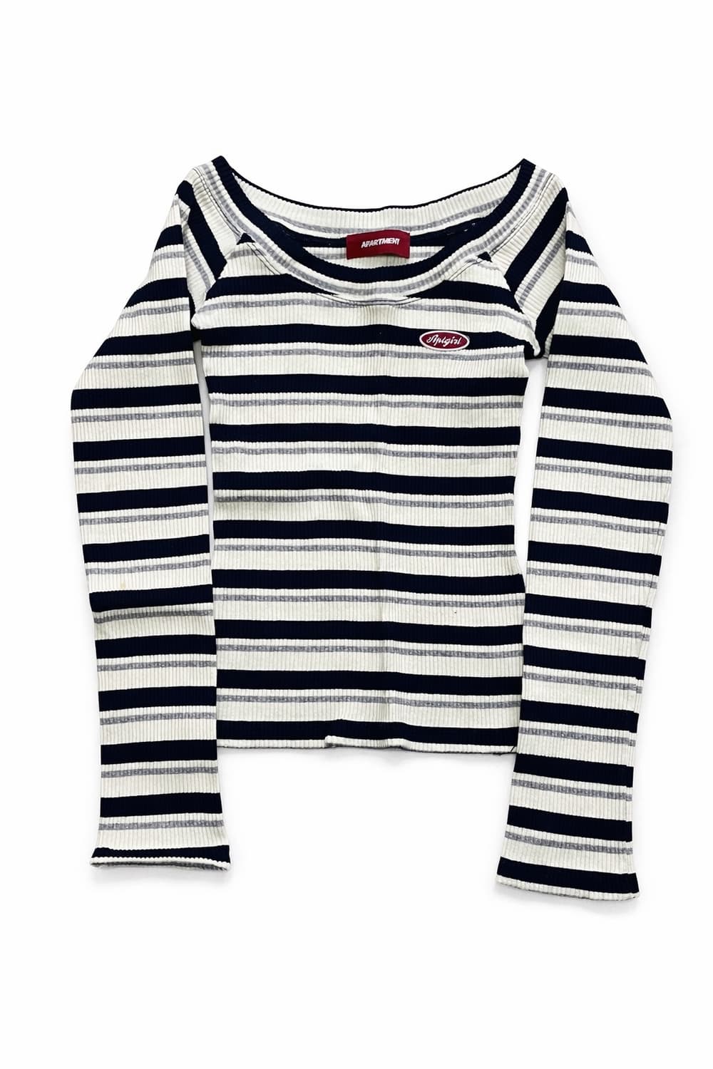 아파트먼트 Navy&Gray Pattern Long-Sleeve Tee 상품이미지1