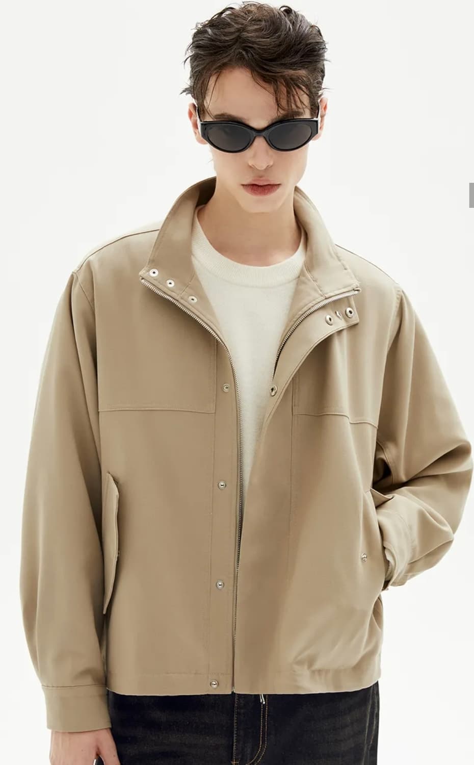 트릴리온 오버핏 하프넥 크롭 블루종 자켓 (BLACK) 상품이미지2