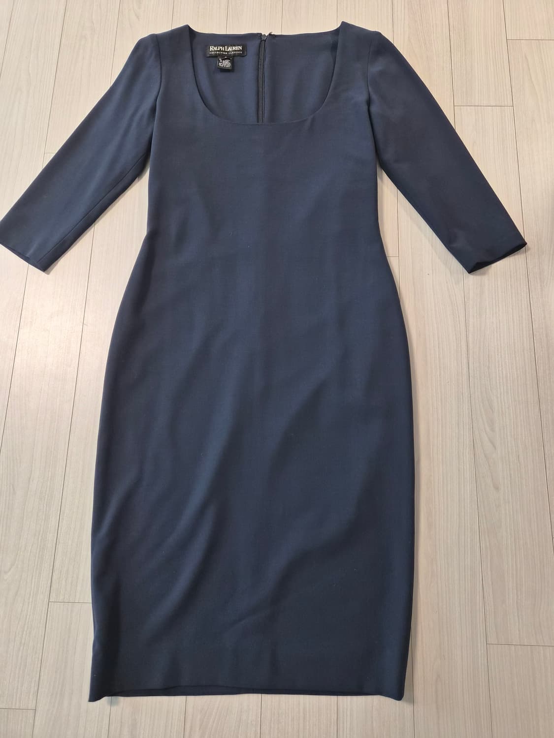 [랄프로렌 컬렉션] 정품 네이비 스퀘어넥 7부 소매 원피스 상품이미지1