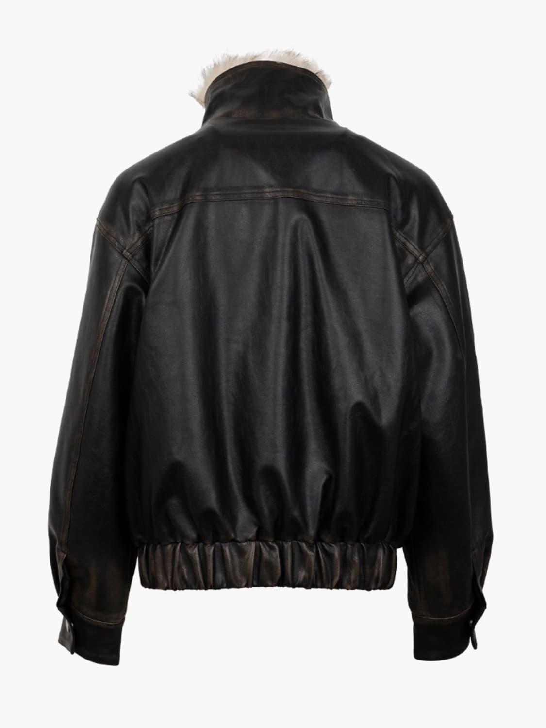 러프넥 워싱 레더 무스탕 자켓 M 상품이미지2