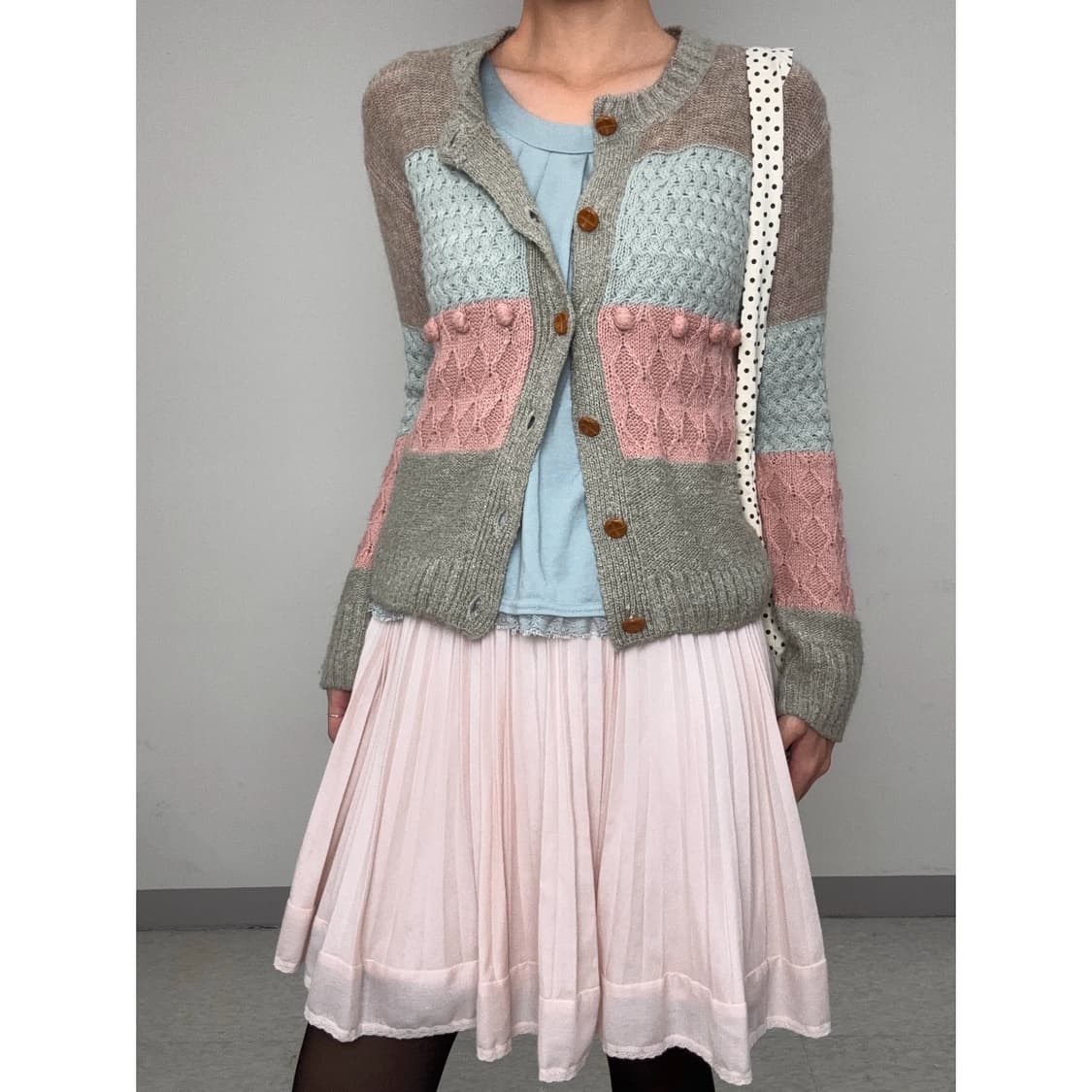 빈티지 연핑크 미디 스커트 상품이미지3