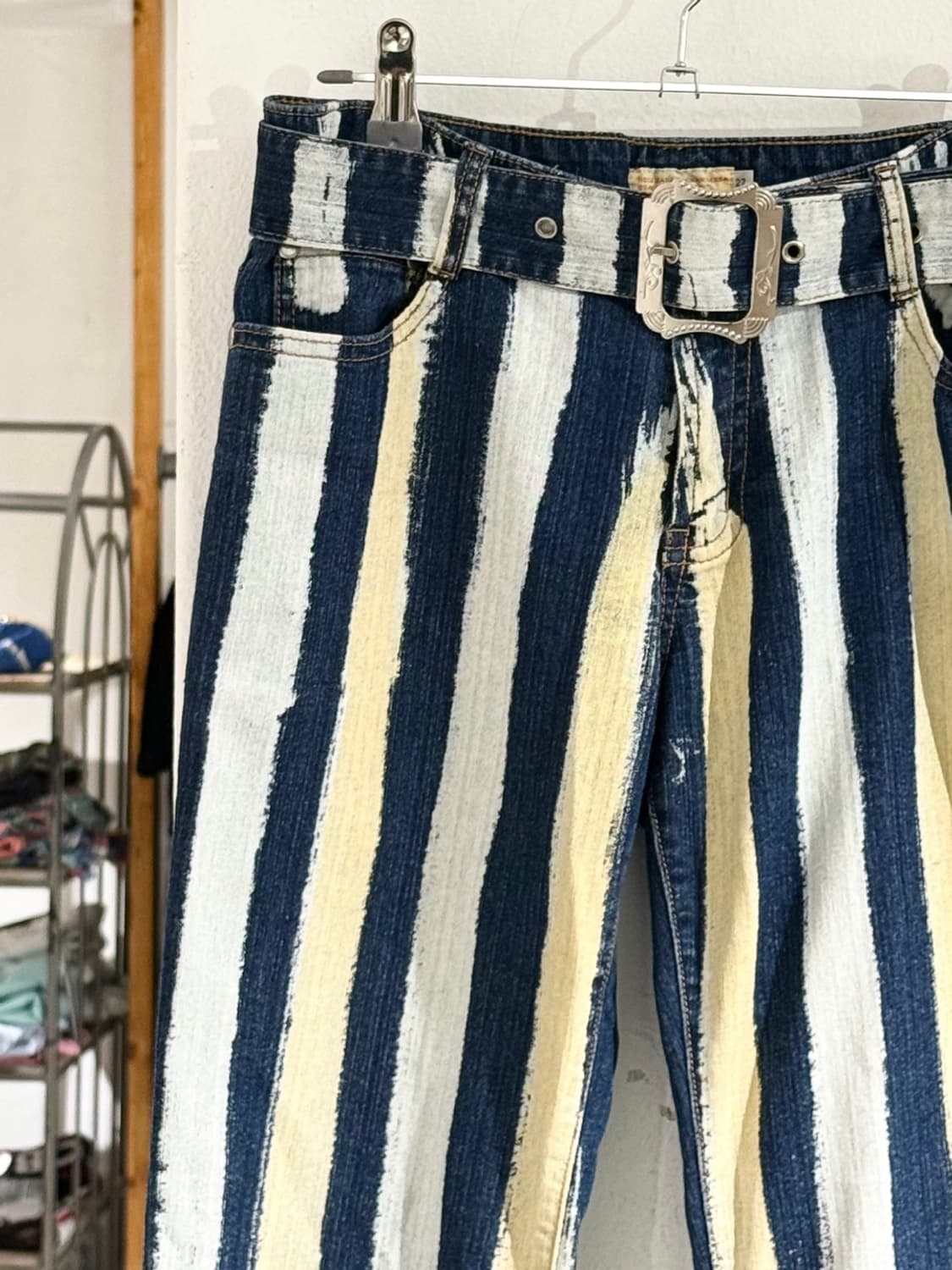 락 베이비 인디고 스트라이프 벨티드 데님 팬츠 상품이미지2