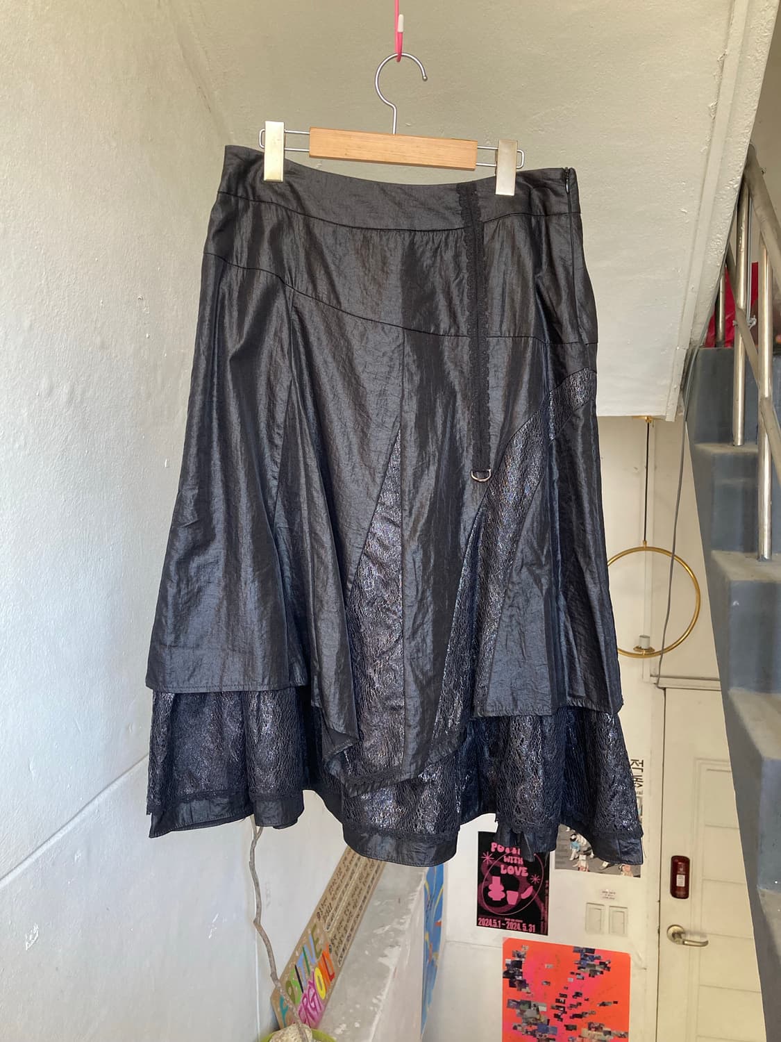 y2k 퍼프 레이스 미디 스커트 상품이미지1