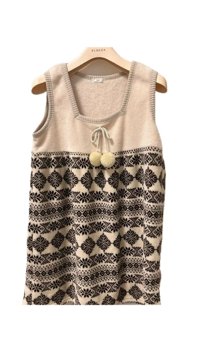 빈티지 폼폼이 니트원피스 빈티지 모리걸 모리룩 상품이미지1