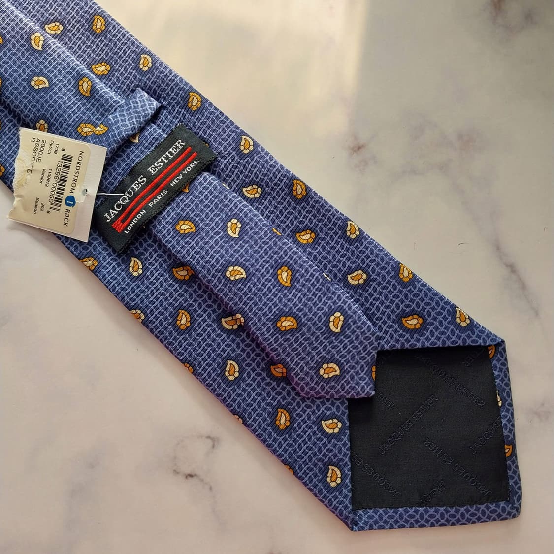 자크 에스티에 실크 블루 리프 패턴 넥타이 9.6cm 새제품 K1335
 상품이미지9