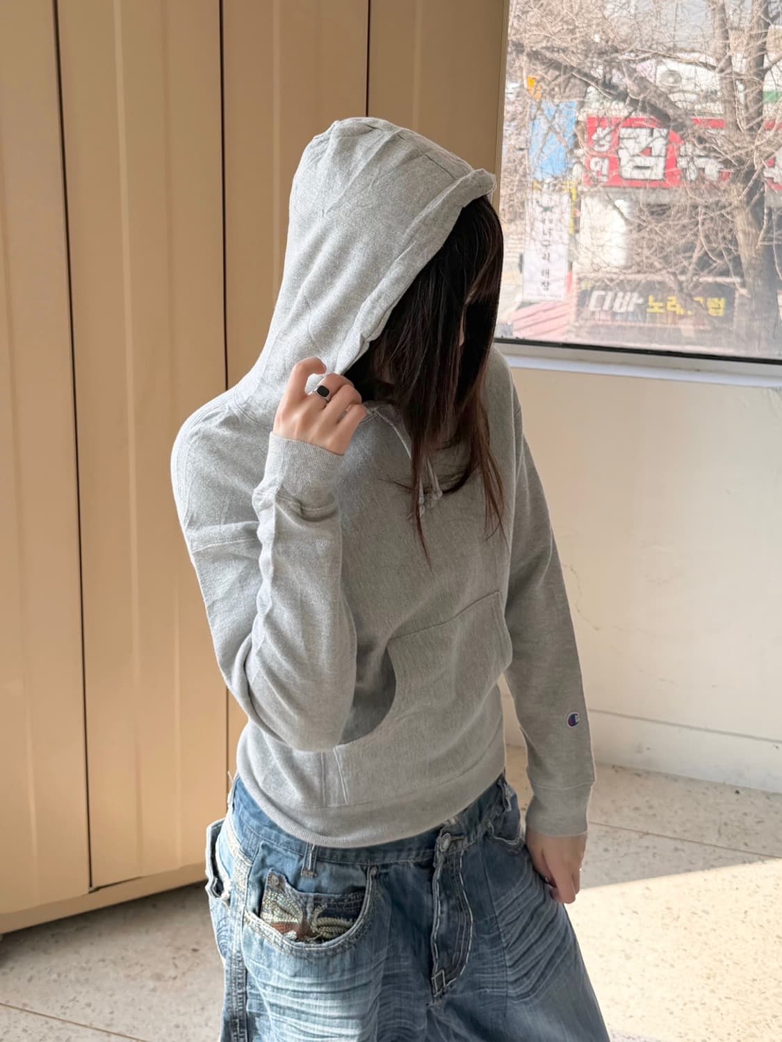 챔피온 리버스위브 후드티 그레이 상품이미지3