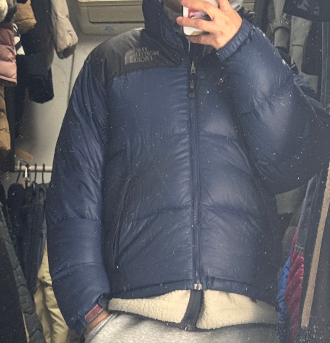 정품!! 노스페이스 700 구스다운 눕시 패딩 S 네이비 상품이미지3