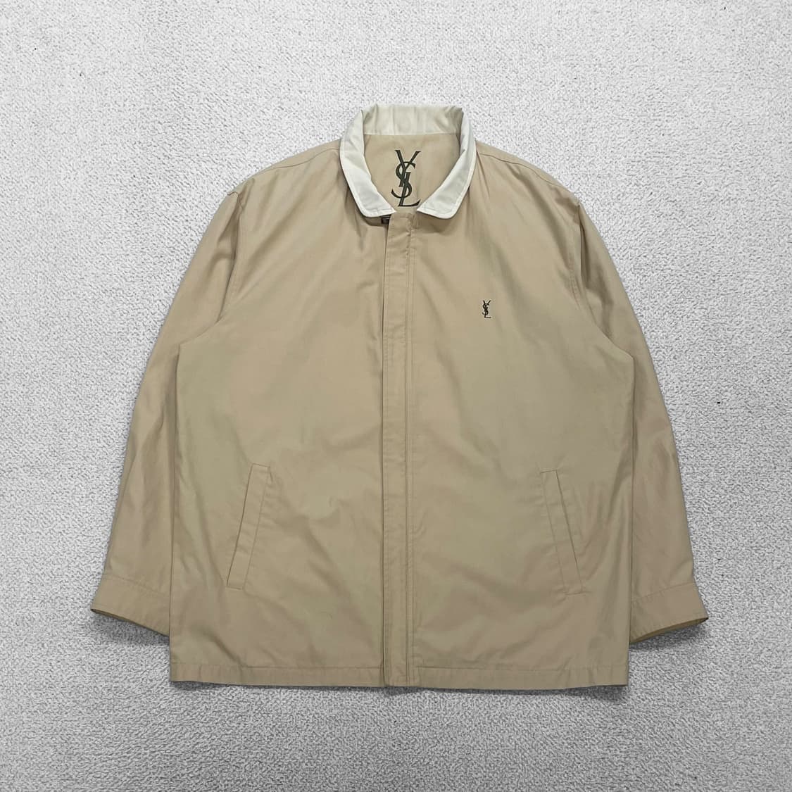 입생로랑 Ysl 로고 폴리쉘 블루종 자켓 베이지 상품이미지1