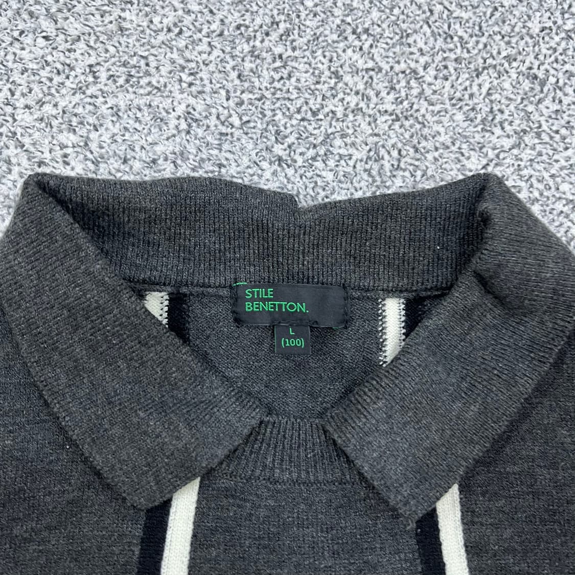 L 베네통 여성 스트라이프 카라 니트 0313M 상품이미지2