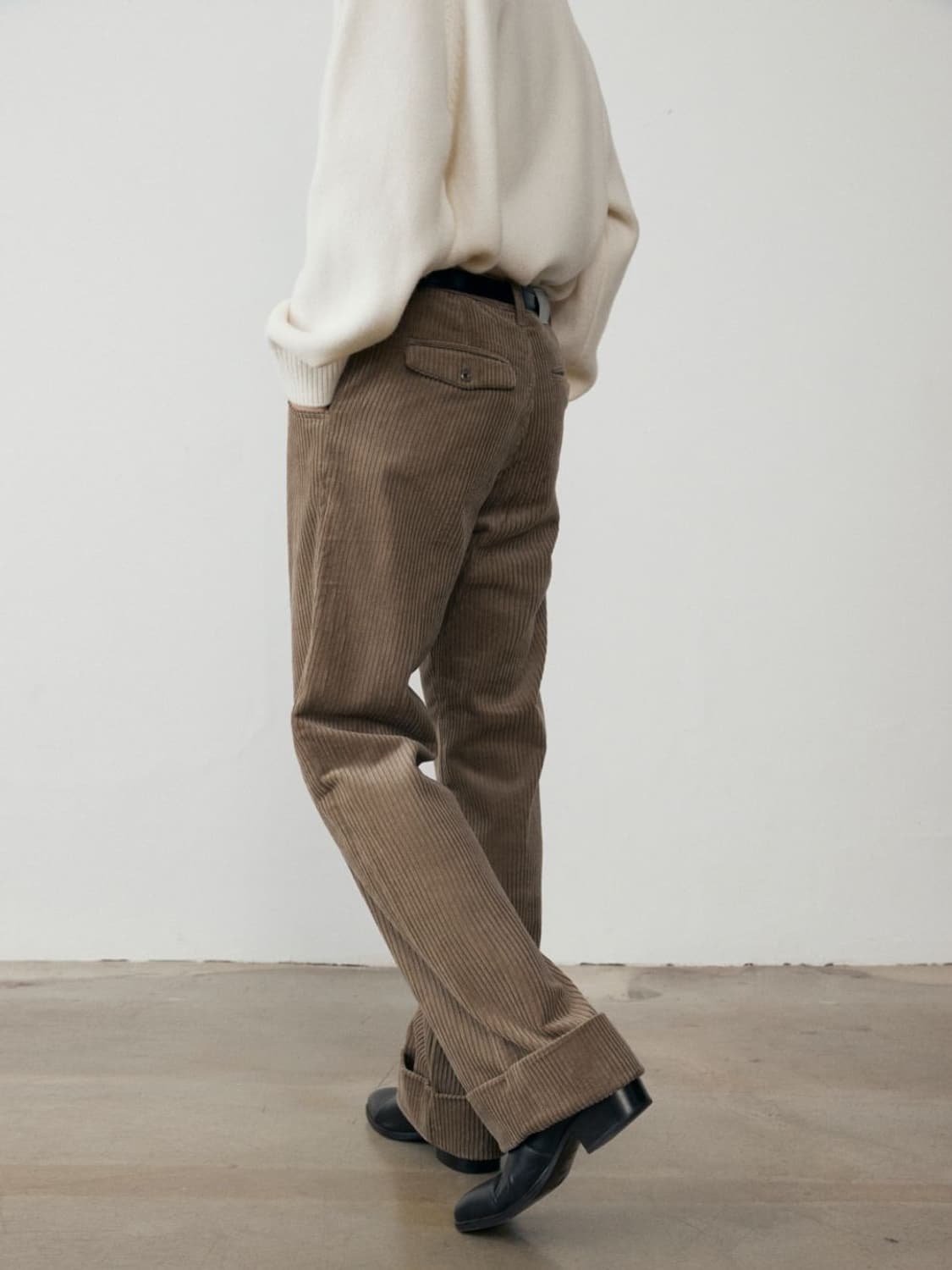 던스트 헤비 코듀로이 턴업 와이드 팬츠 샌드 베이지 상품이미지2