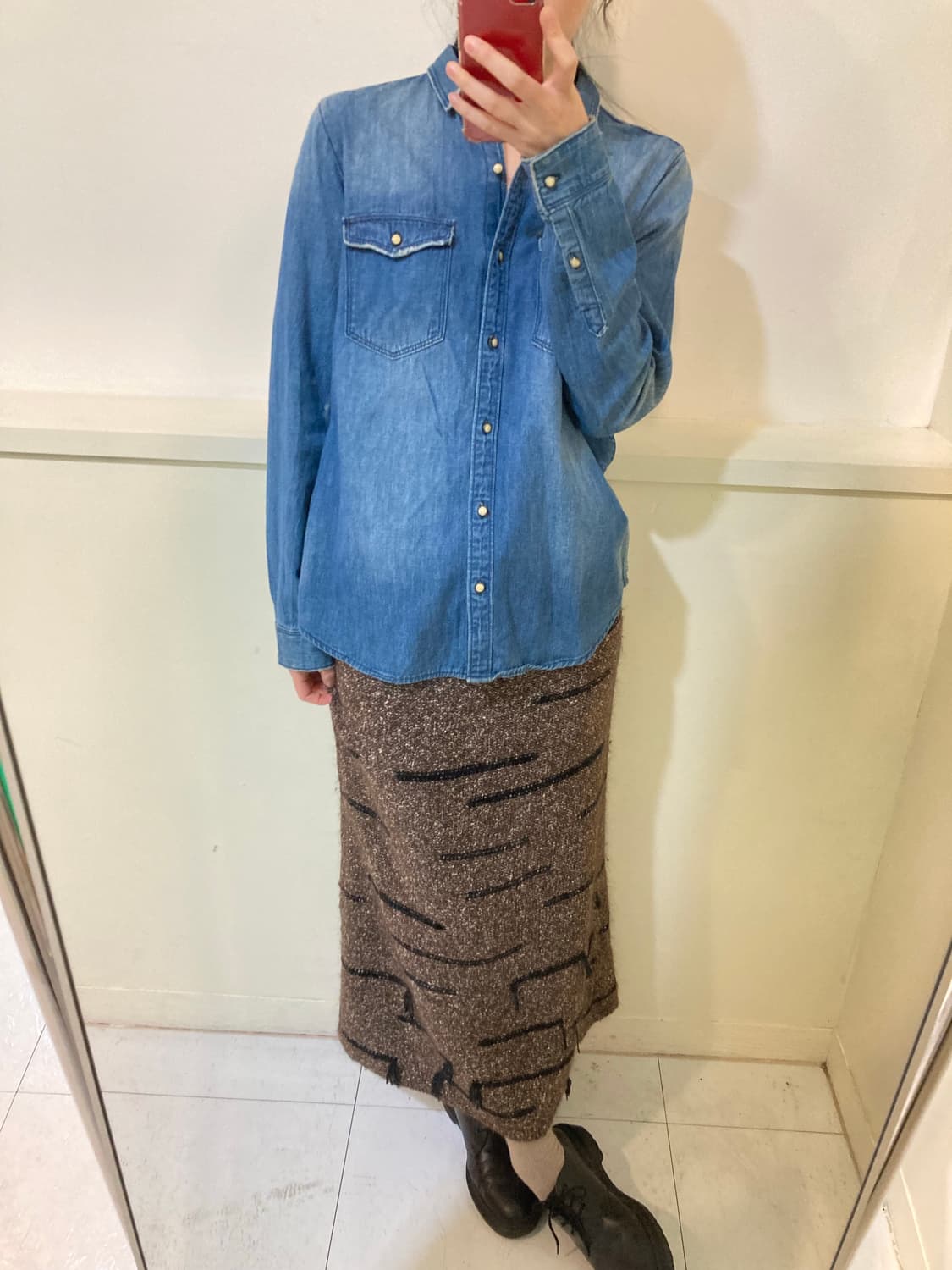 단추 포인트 웨스턴 데님 셔츠 상품이미지9