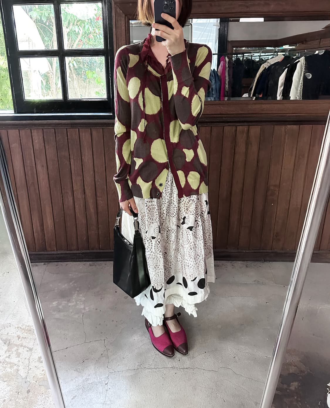 VERA WANG dot ruffle cardigan 상품이미지1