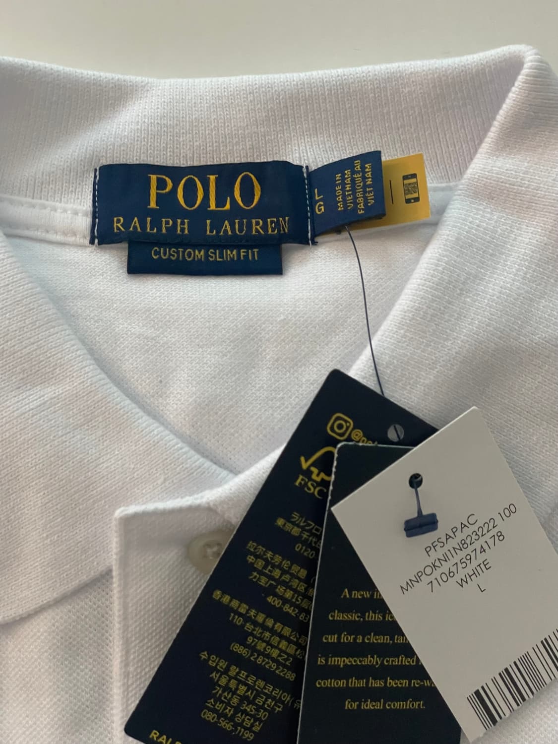 (새상품) polo 폴로 랄프로렌 화이트 커스텀 카라티 L 상품이미지2