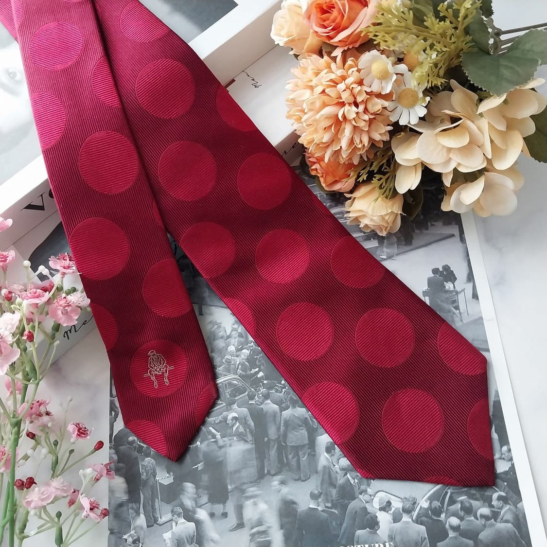 Paul Stuart 폴 스튜어트 실크 레드 도트 자카드 넥타이 9cm  상품이미지2