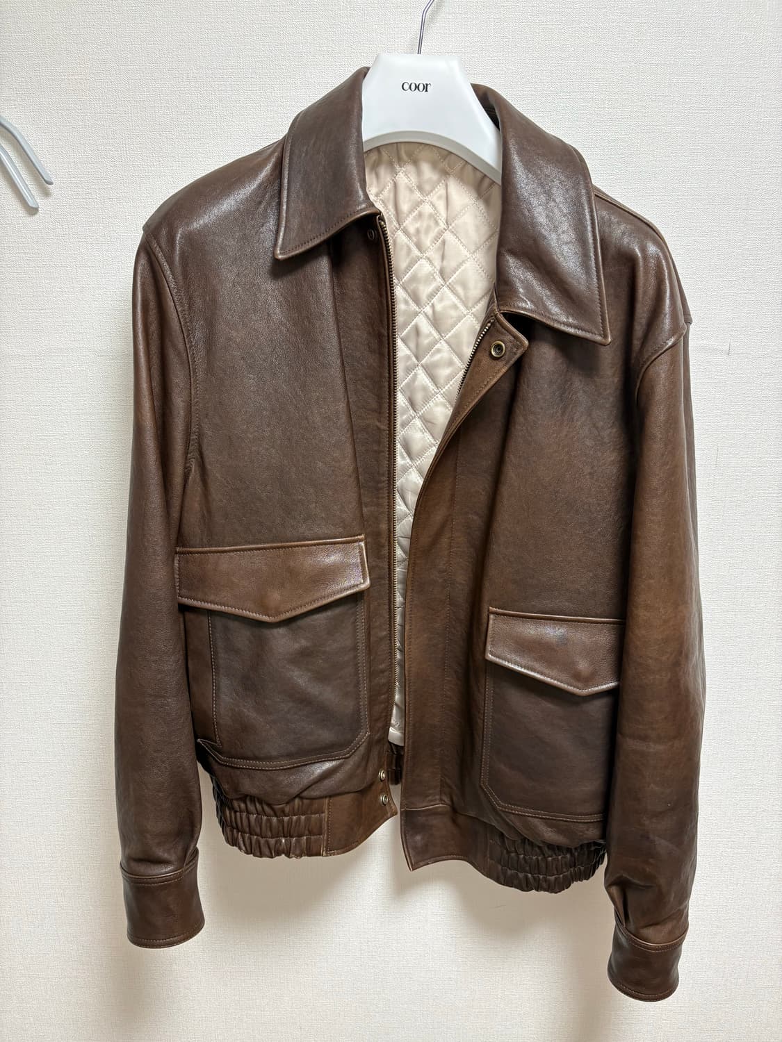 쿠어 coor 베지터블 레더 A-2 자켓 브라운 l 상품이미지2