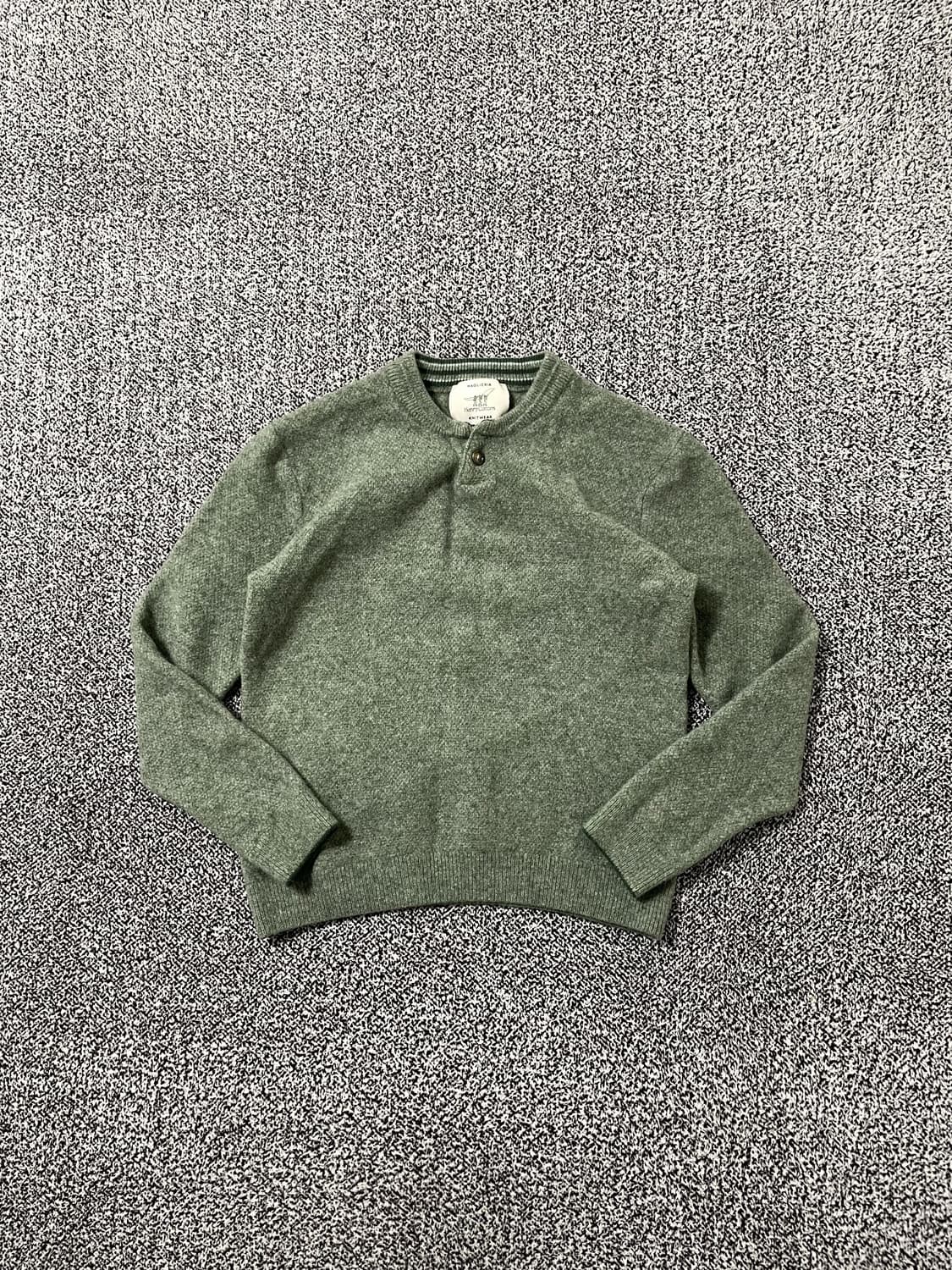빈티지9. 헨리코튼 버튼넥 울 100% 니트 스웨터 그린 상품이미지1