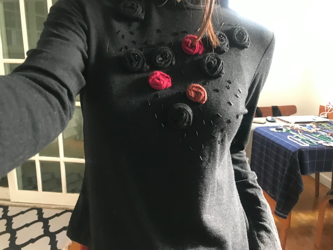 vintage rose black top 상품이미지2