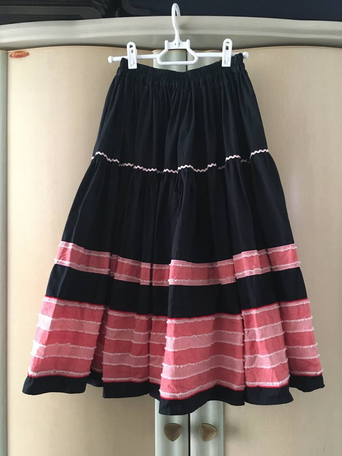 일본빈티지 캉캉 블랙 핑크 스커트 상품이미지1