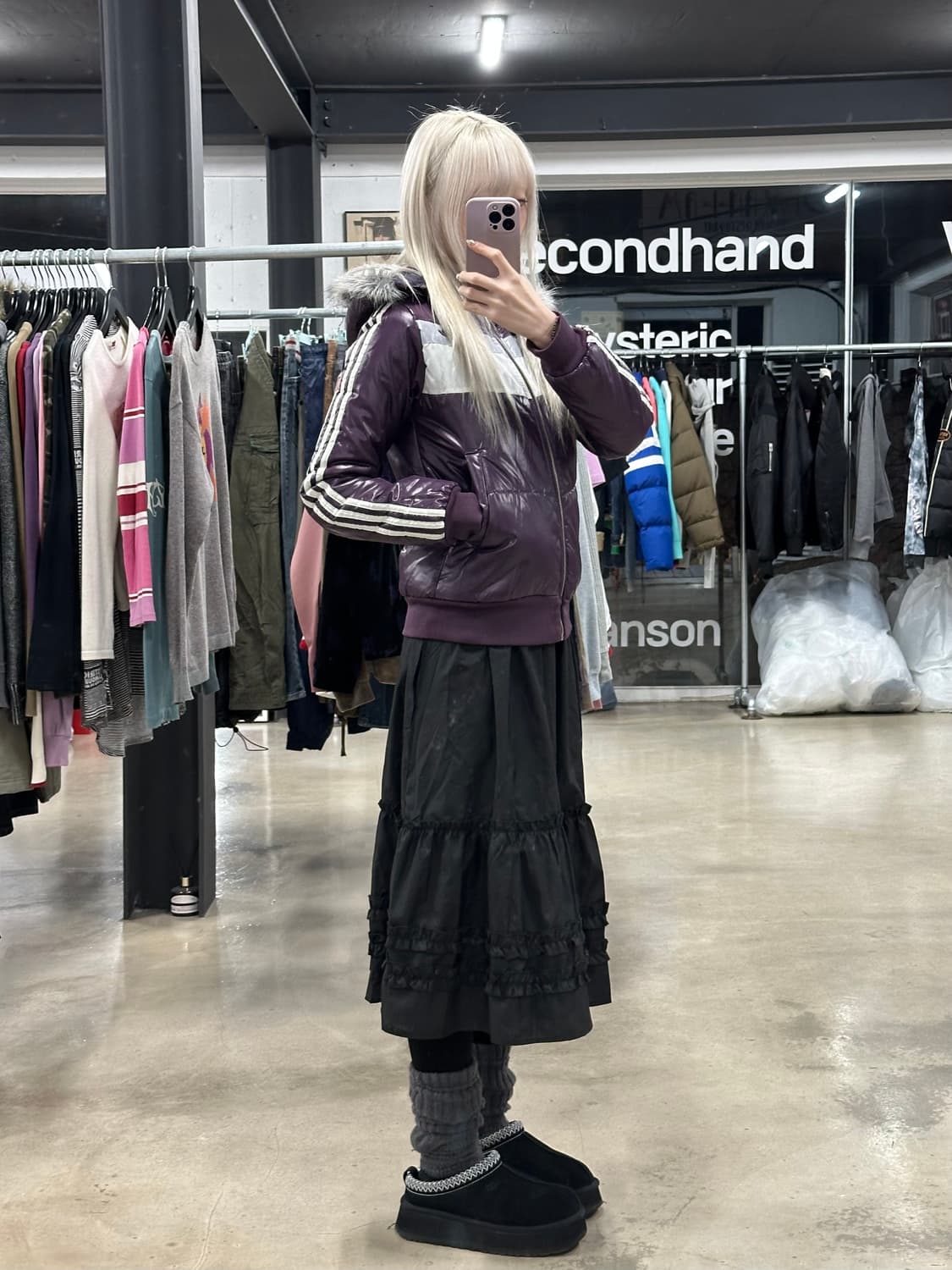 아디다스 퍼플 퀄팅 패딩 자켓 상품이미지1