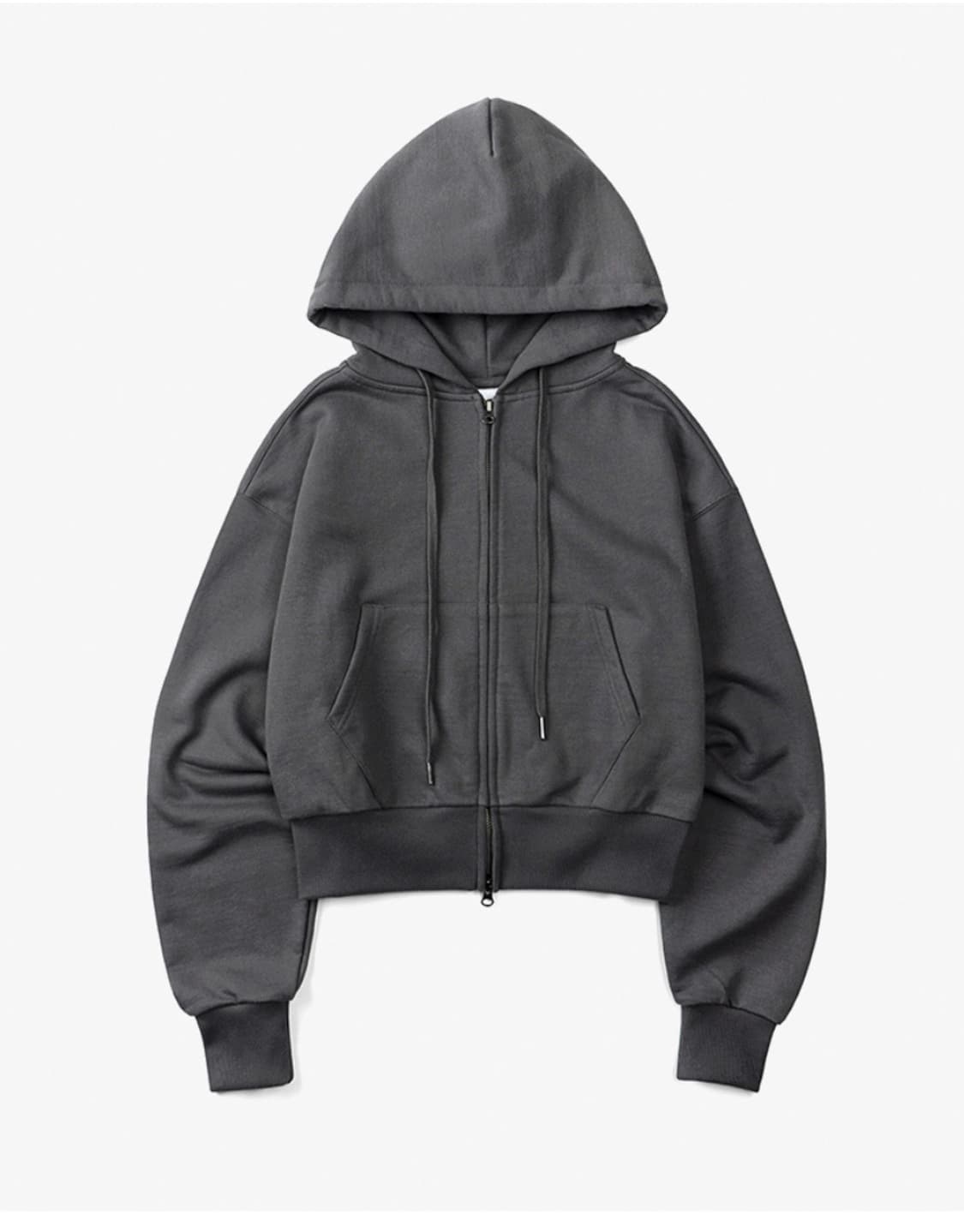 토피 W 2WAY 크롭 스웻 후드 집업 (CHARCOAL) 상품이미지1