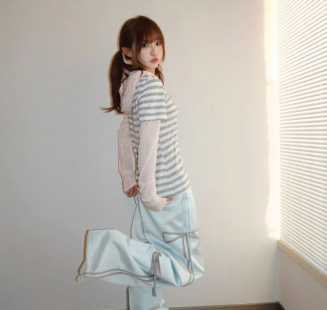 rrichu 레이어드 후드 긴팔 티셔츠 빈티지 일본 중국 디얼마이키코 상품이미지4