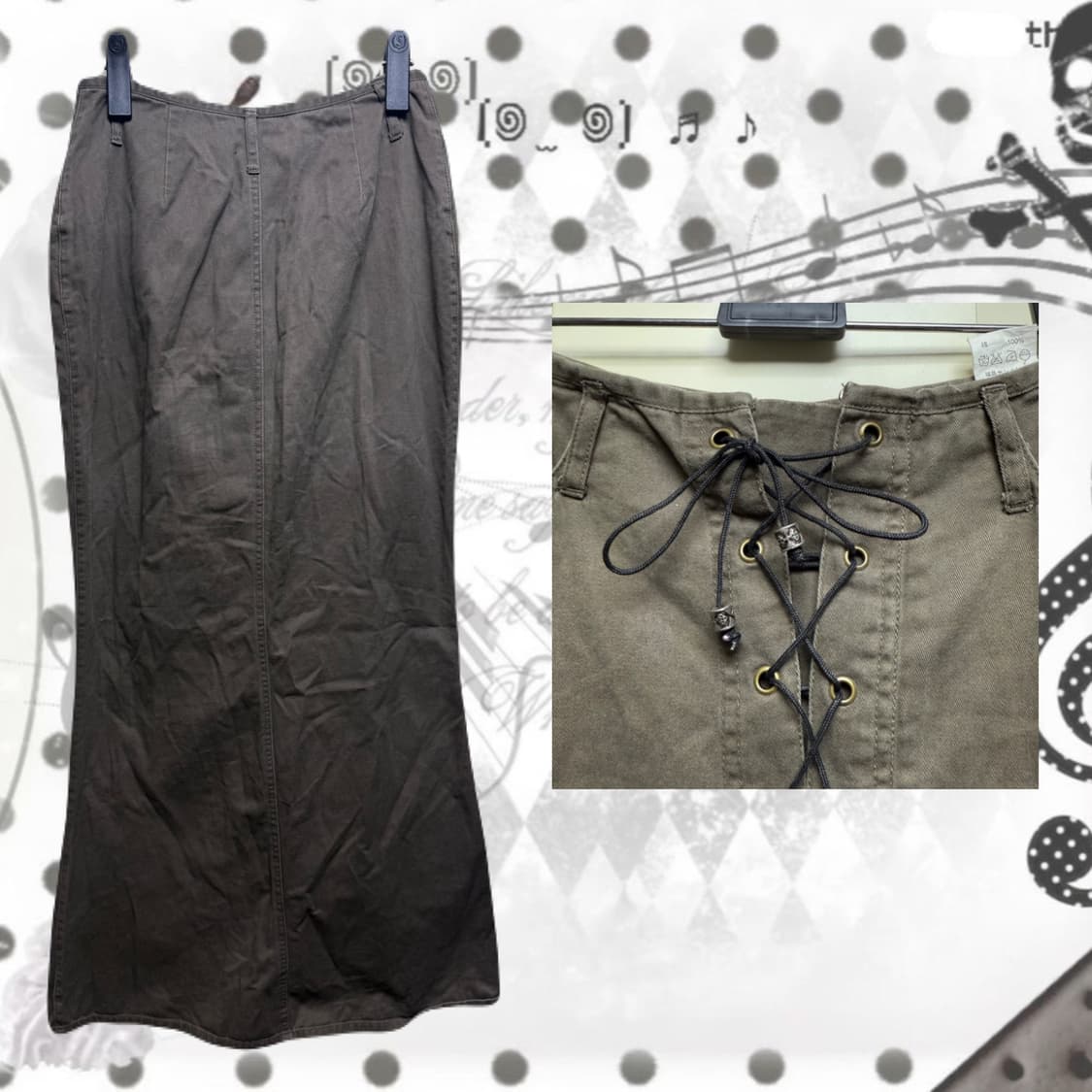 G.O.A 고아깔 y2k 브라운 아일렛 롱스커트 상품이미지2