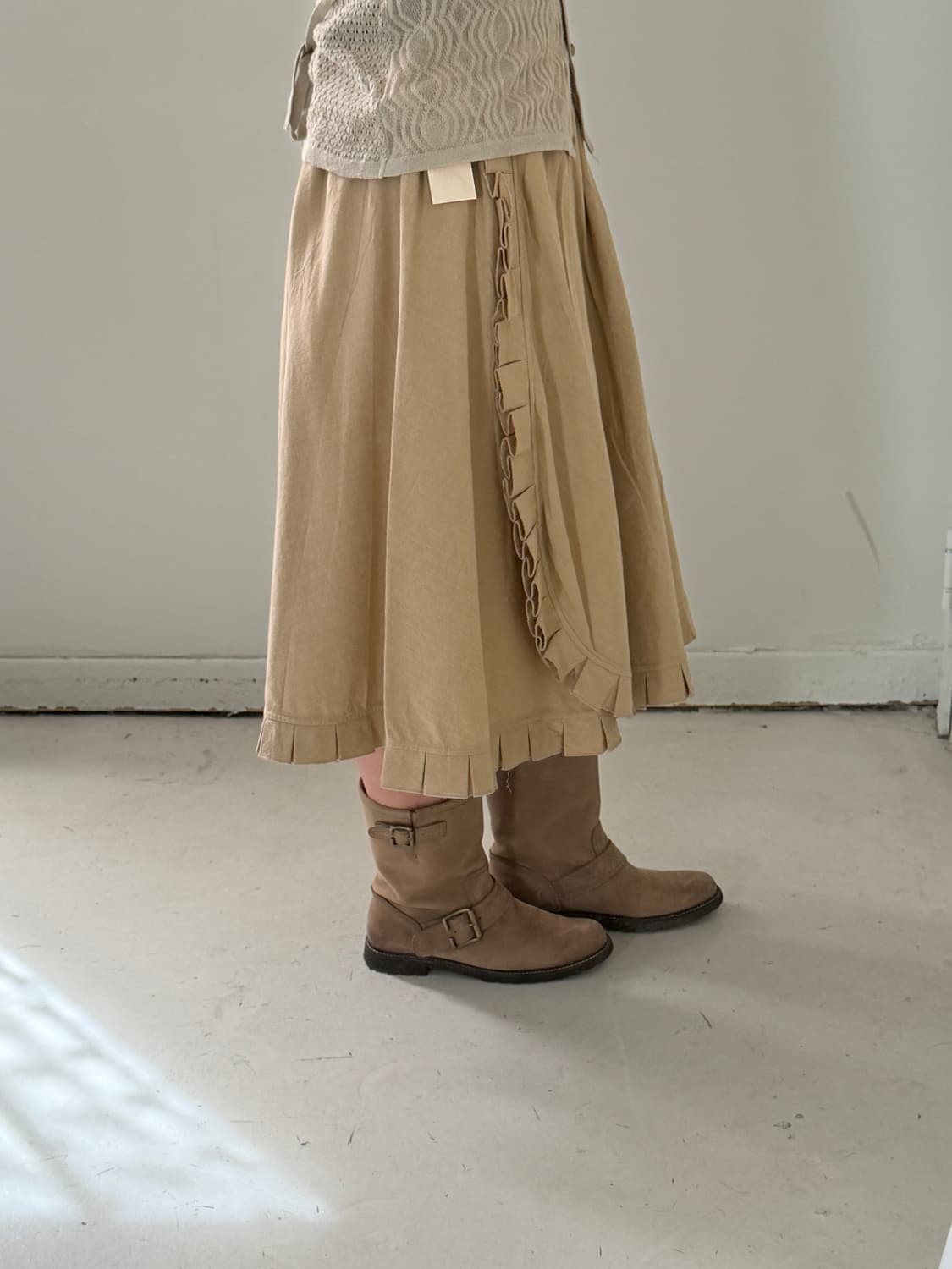 일본빈티지 Grand midi 베이지 랩스커트 상품이미지2