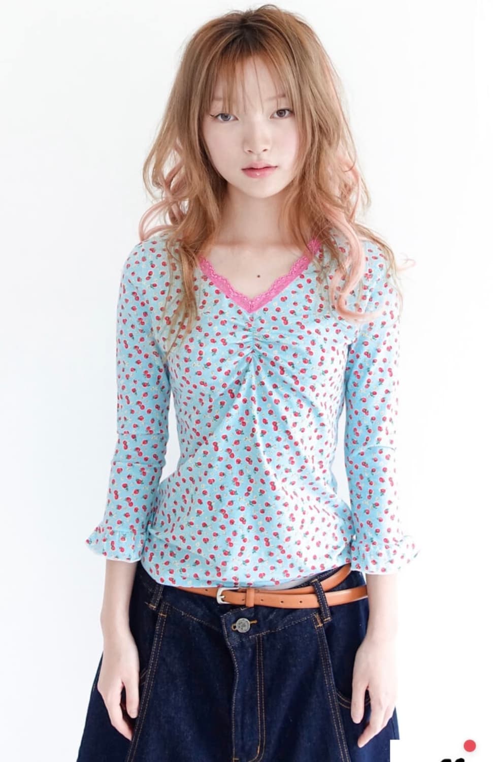 샵페어리 스트로베리 딸기 레이스 탑 민트 상품이미지2