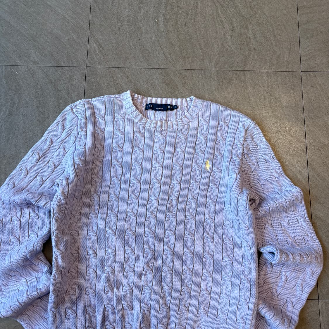 폴로 정품 라이트 퍼플 코튼 꽈배기 니트  상품이미지3