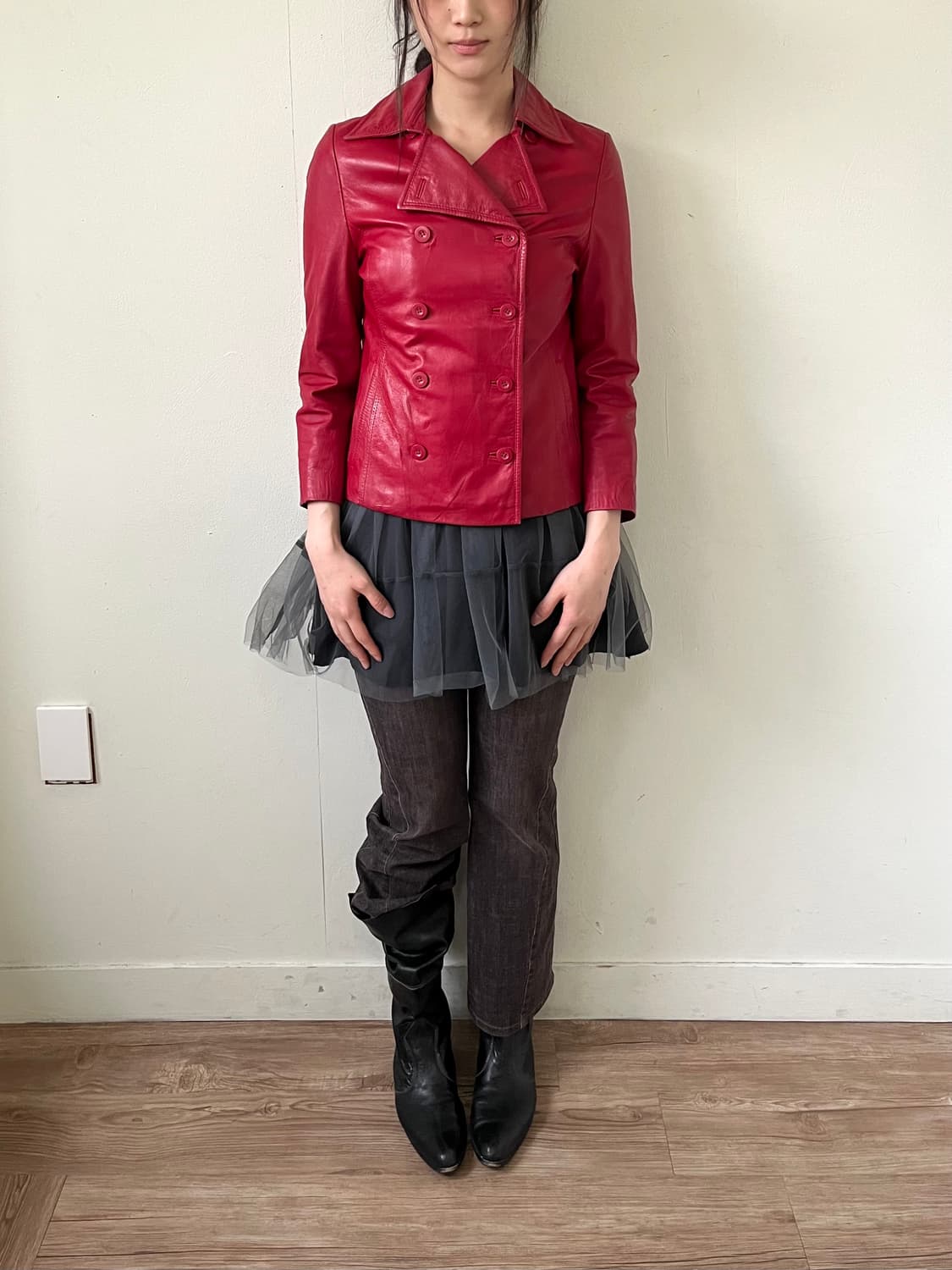 Instinct 레드 레더 자켓 상품이미지8