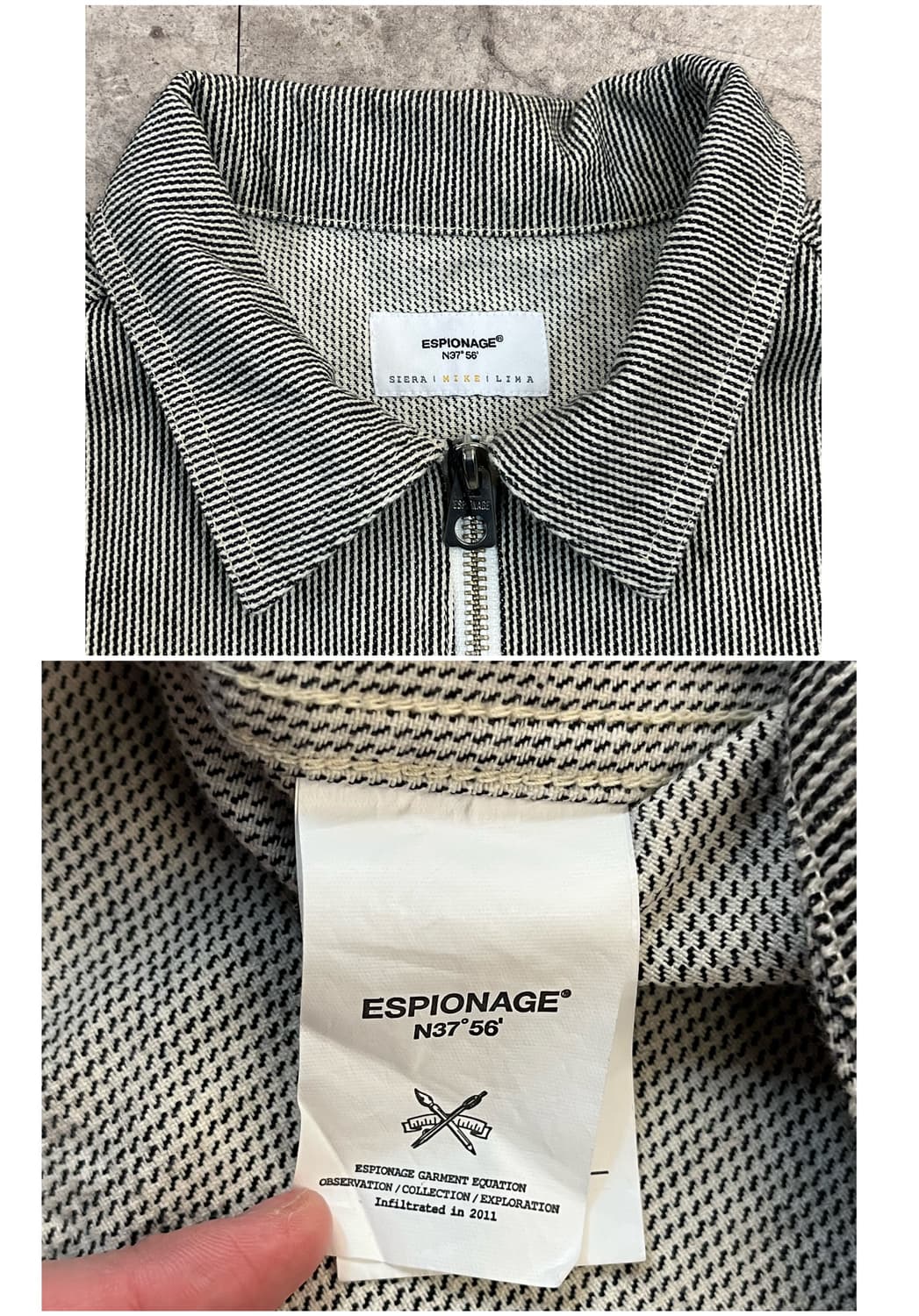 에스피오나지 스트라이프 반집업 반팔 셔츠 블랙 #csz3672 상품이미지3