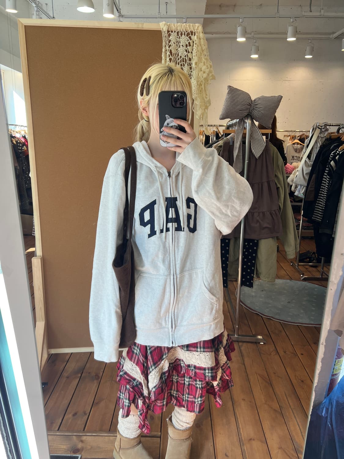 GAP 그레이쉬 화이트 로고 후드집업 상품이미지6