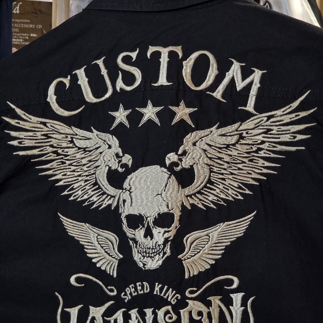 밴슨 레더 스컬 플레임 자수 셔츠 상품이미지7