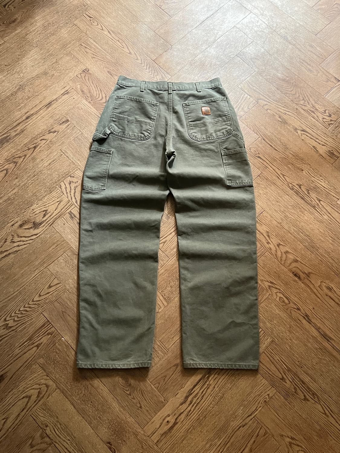 [32]칼하트 USA 더티워싱 모스그린 싱글니 카펜터 워크 팬츠 상품이미지1