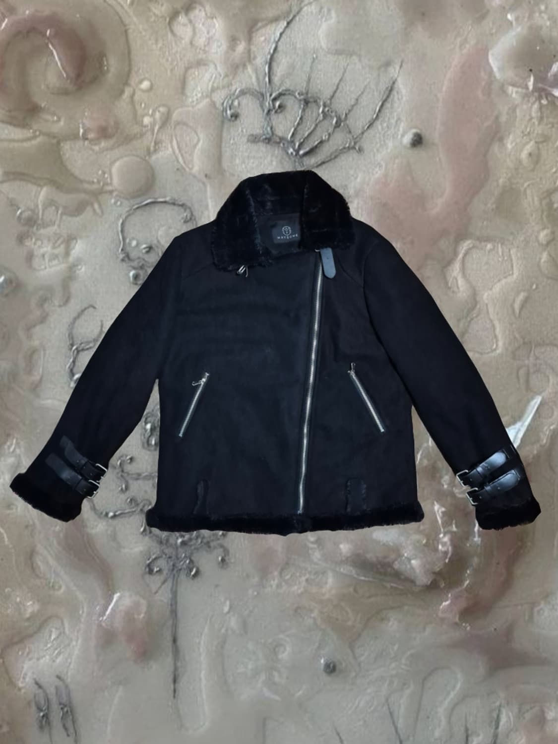 빈티지 MAYSONE 블랙 무스탕 라이더 자켓 상품이미지2