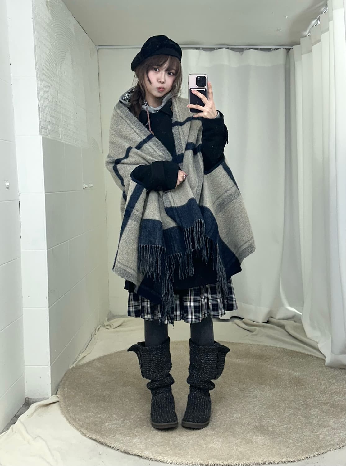 네이비 너드 니혼진 폭닥 투웨이 코디세트 상품이미지4