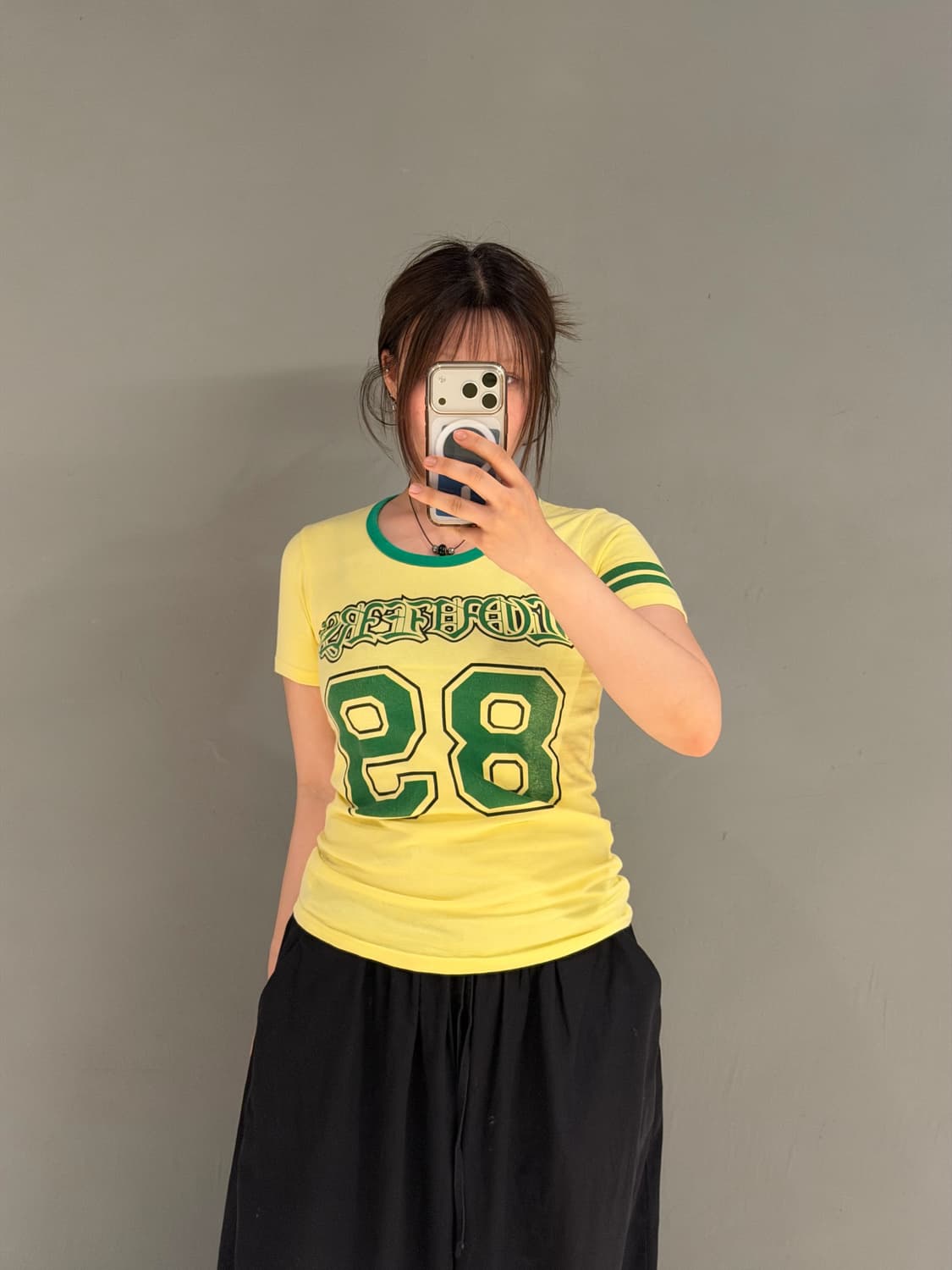 numbering detail yellow top 상품이미지2
