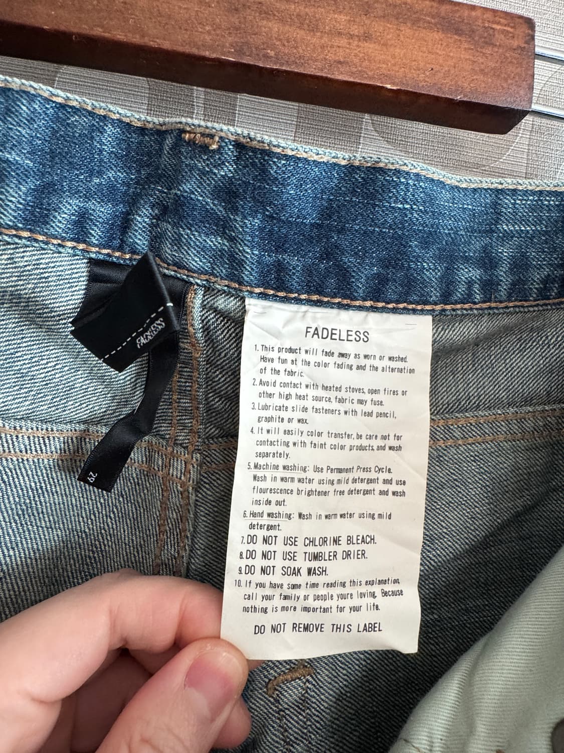 Fadeless 일본 빈티지 워싱 데님 진 청바지 남여공용 29 상품이미지5