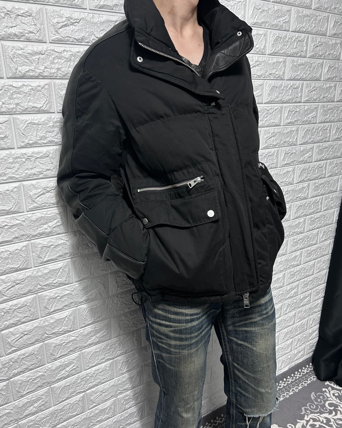 올세인츠 레더 판넬 패디드 자켓 상품이미지2