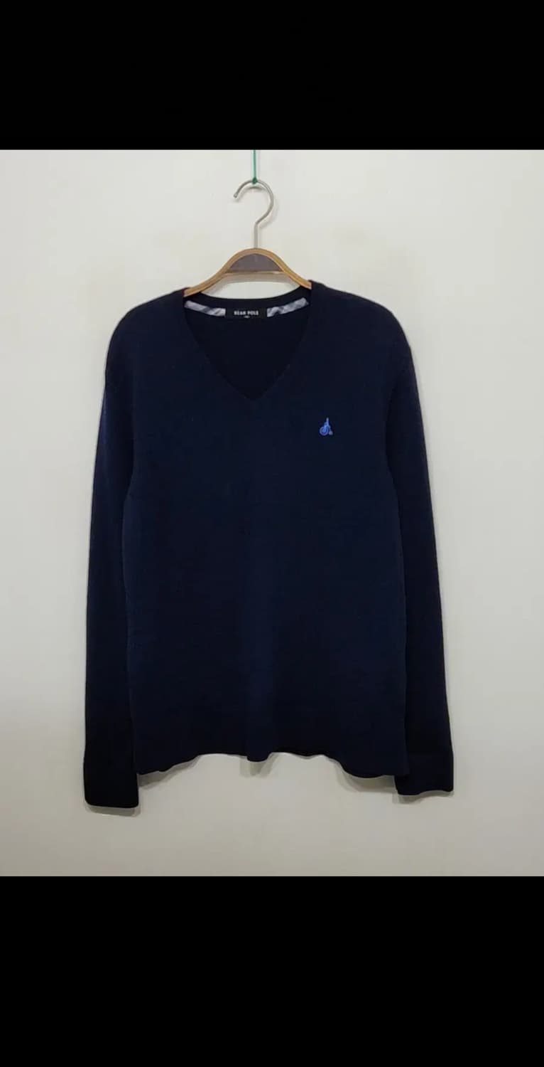 (100) 빈폴 브이넥 니트 네이비 울 실크 캐시미어 스웨터  상품이미지1