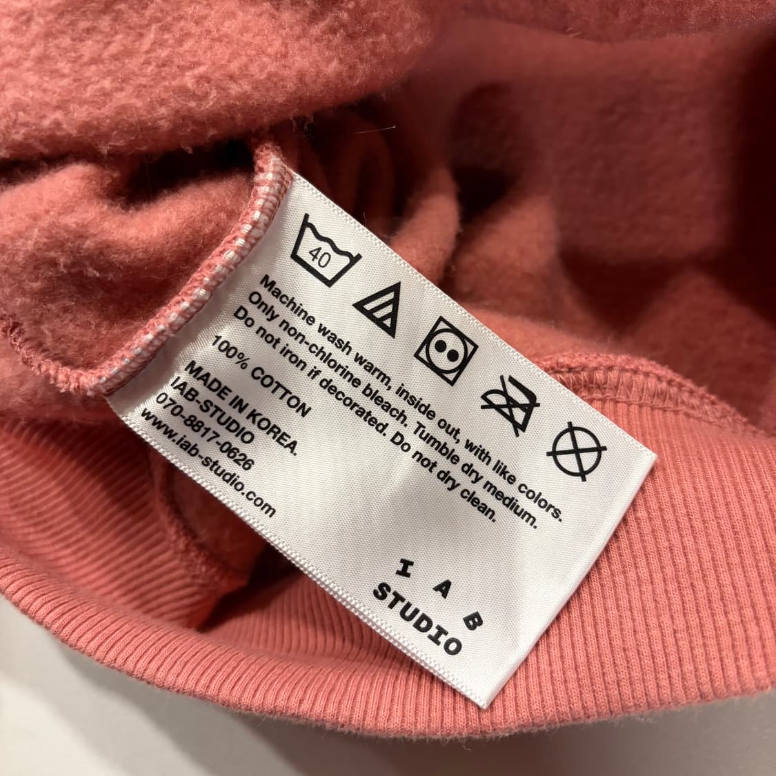 [L] 아이앱 스튜디오 IAB STUDIO 코랄 핑크 후드티 B610 상품이미지5