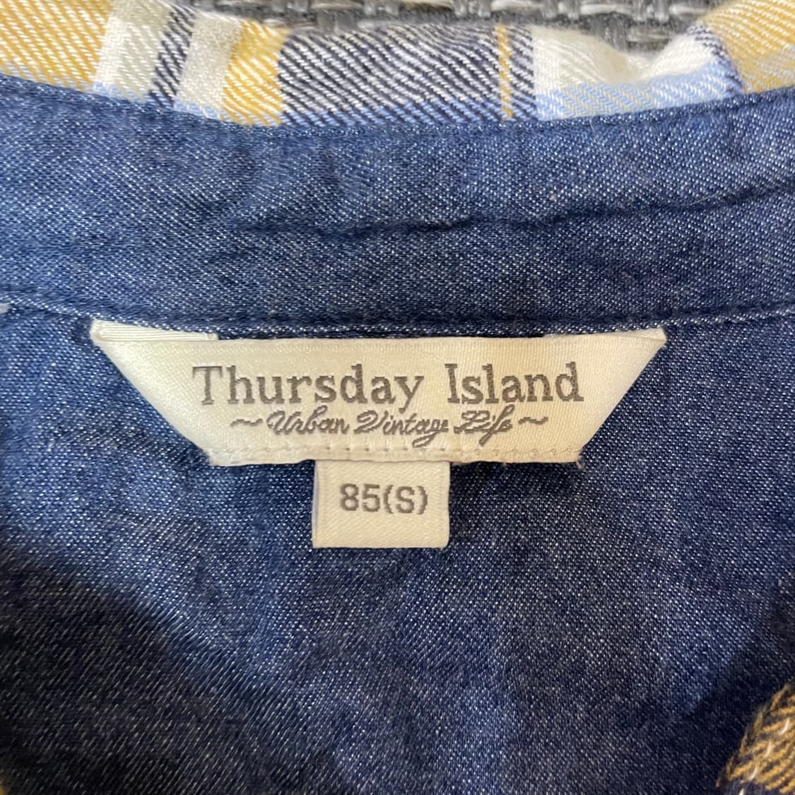 써스데이 아일랜드 네이비옐로우 체크 긴팔 셔츠 85 상품이미지5