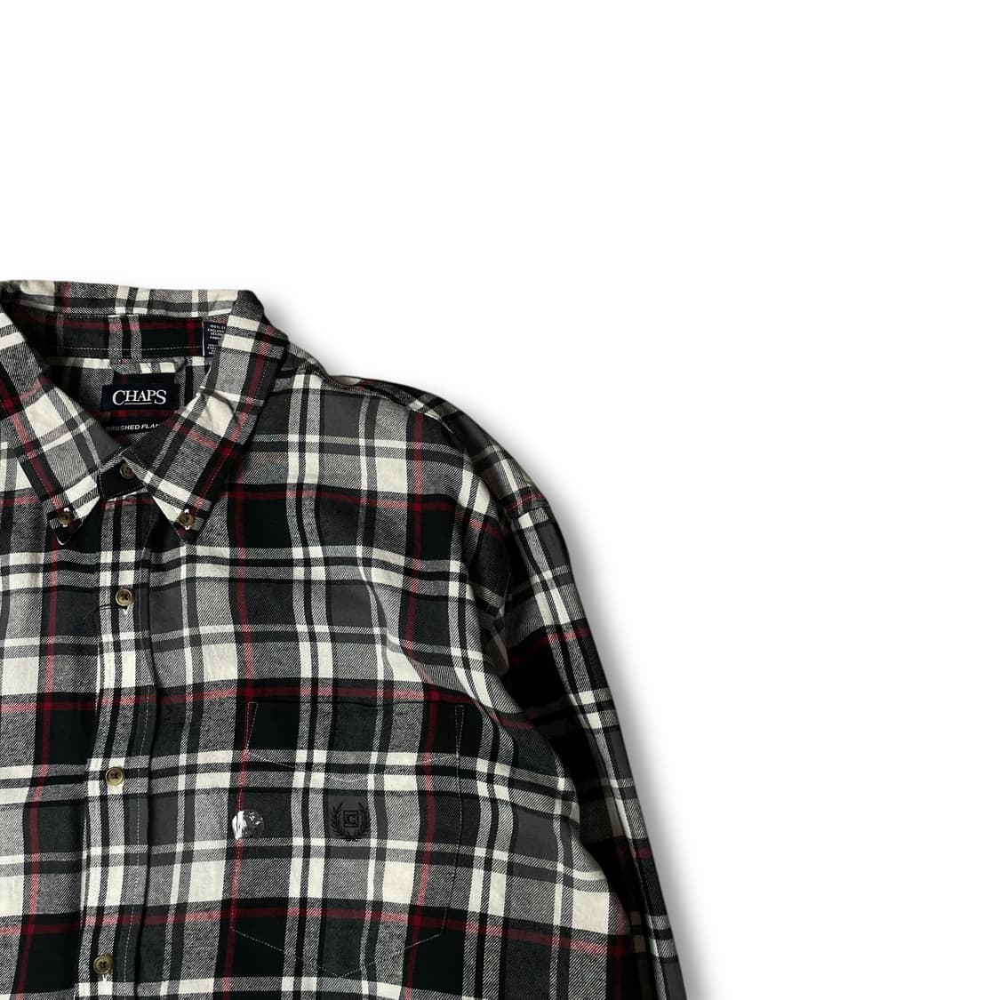 챕스 블랙 화이트 레드 멀티 체크 원포켓 긴팔 셔츠 3XL 상품이미지2