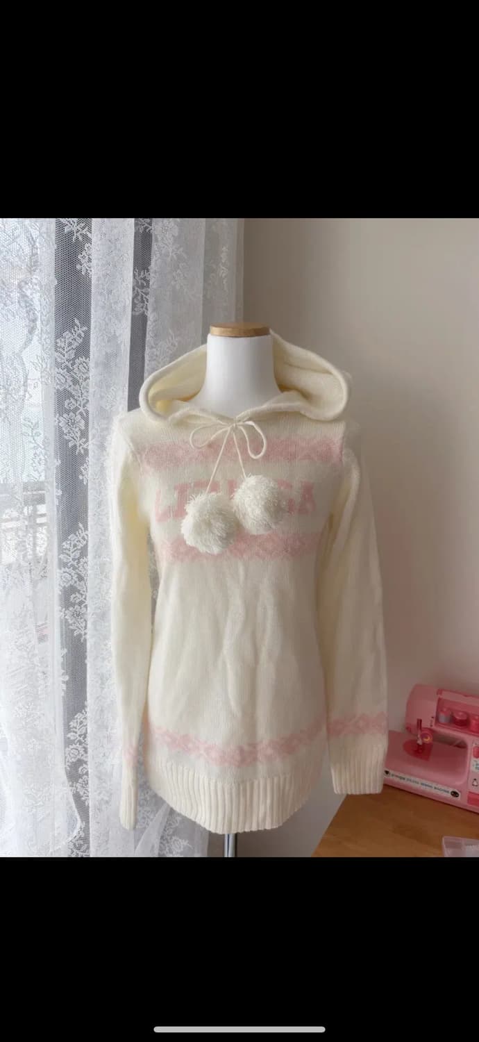 리즈리사 딸기우유 노르딕 폼폼 니트 원피스 히메갸루 라떼가루 빈티지 상품이미지3