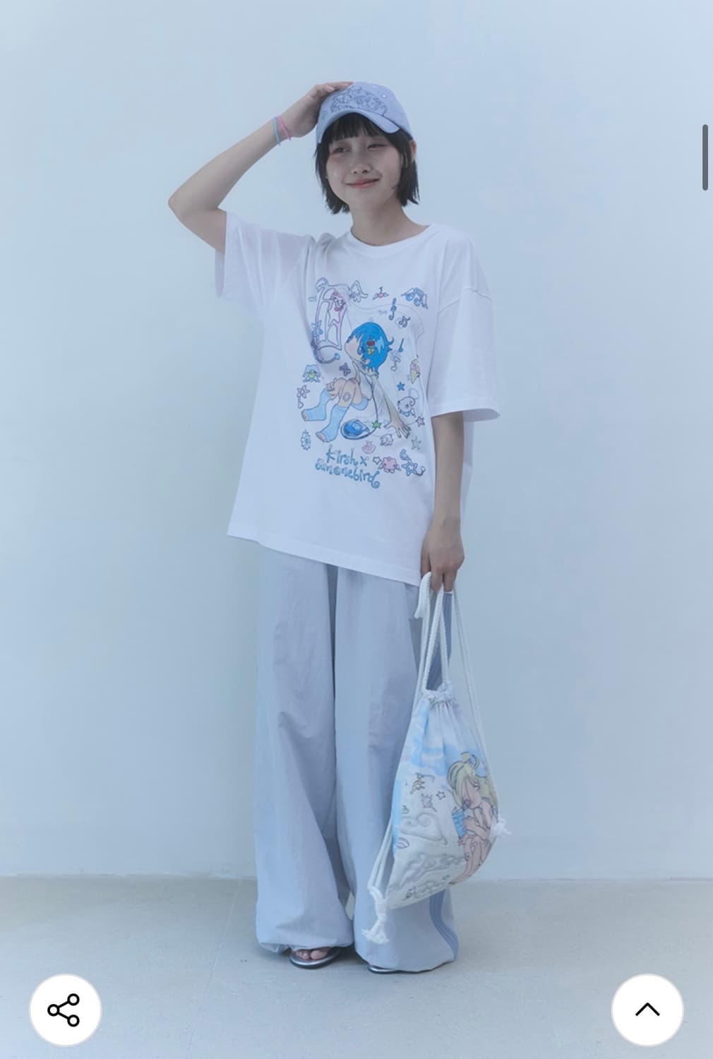키르시 X 썬원버드 메인 그래픽 빅 오버 사이즈 티셔츠 화이트 상품이미지2