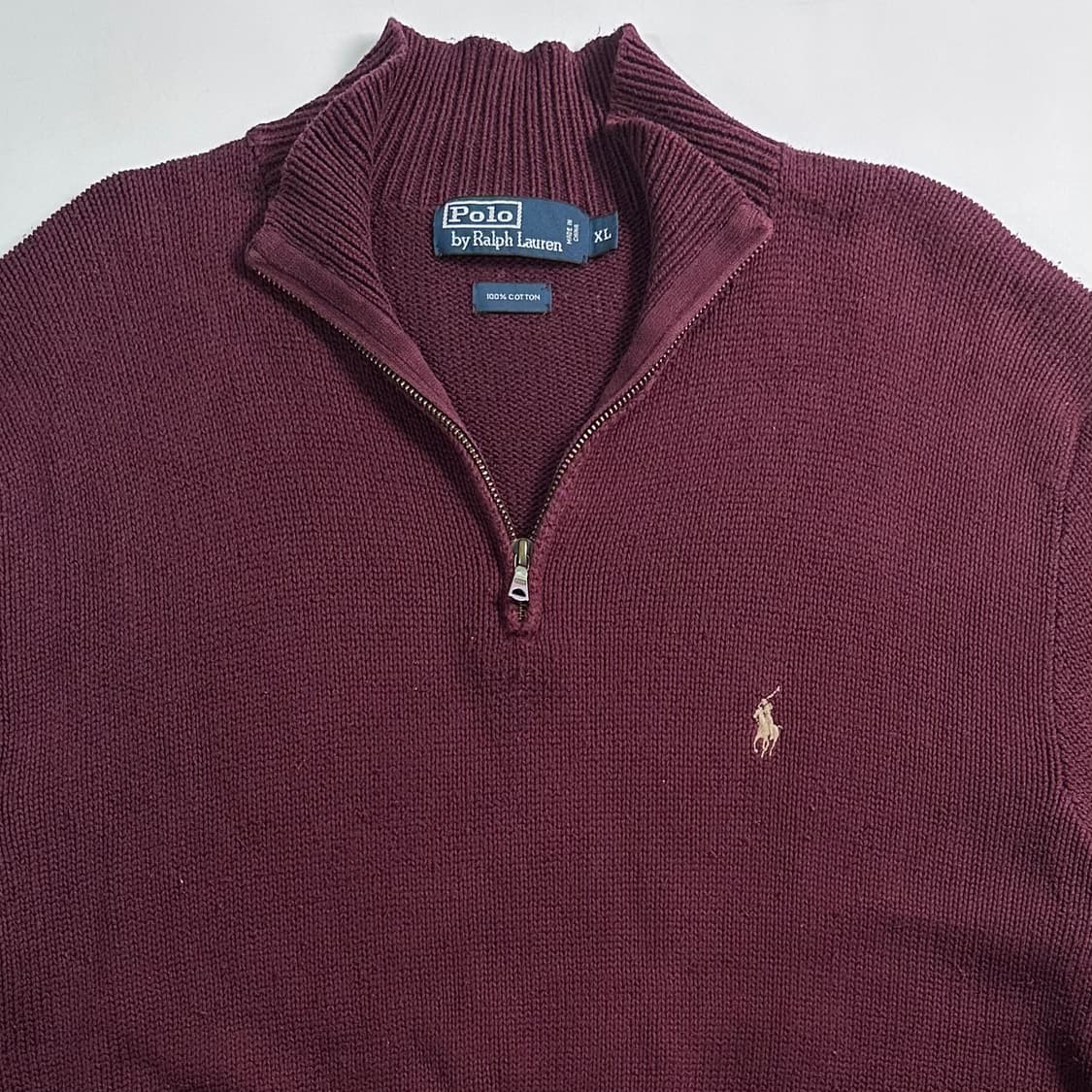 폴로 랄프로렌 버건디 니트 반집업 상품이미지2