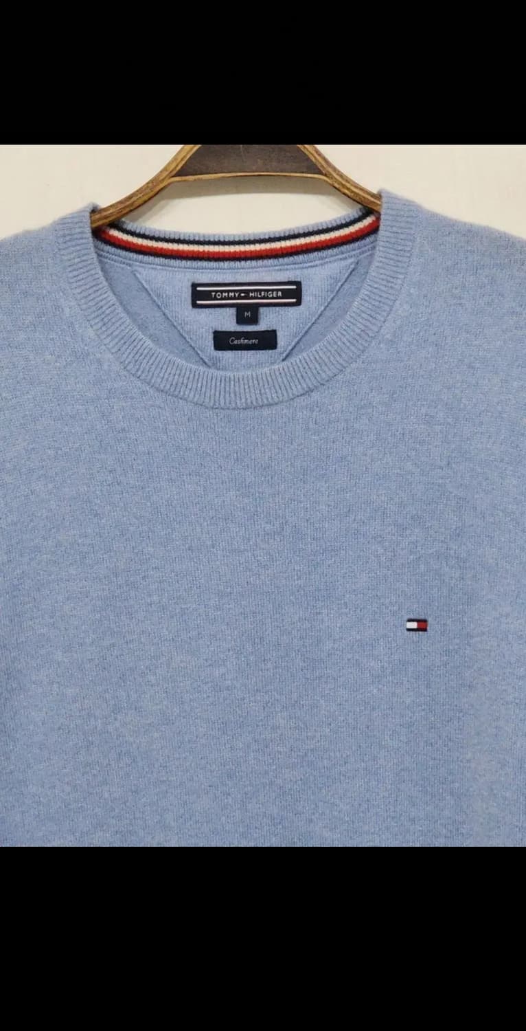 (M) 타미힐피거 캐시미어 니트 하늘색 스웨터 토미 라운드  상품이미지2