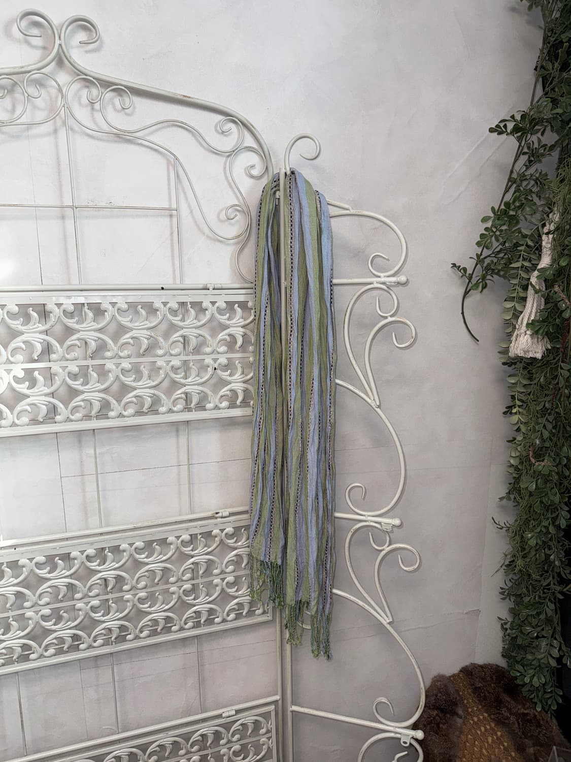 Purple green stitch stripe scarf 상품이미지3