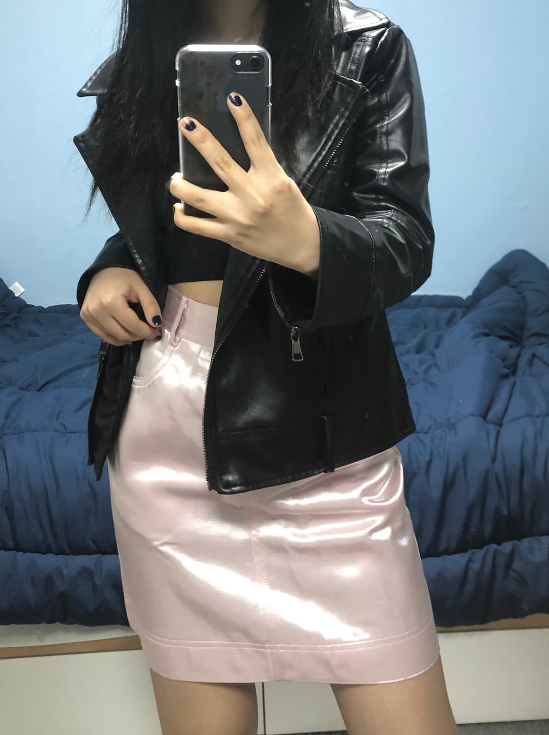 빈티지 구제 y2k 키치 펑크 새틴 실크 스커트 치마 상품이미지4